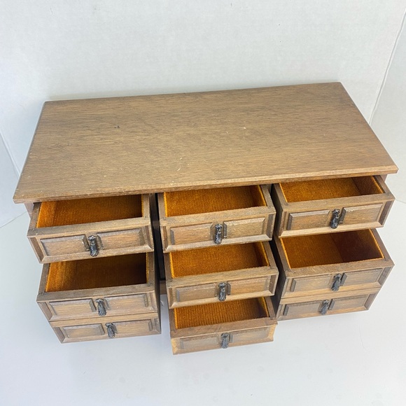 Vintage Wooden Mele Jewelry Box Dresser Large 7 Drawers Made Japan Mid Century - Picture 3 of 15
